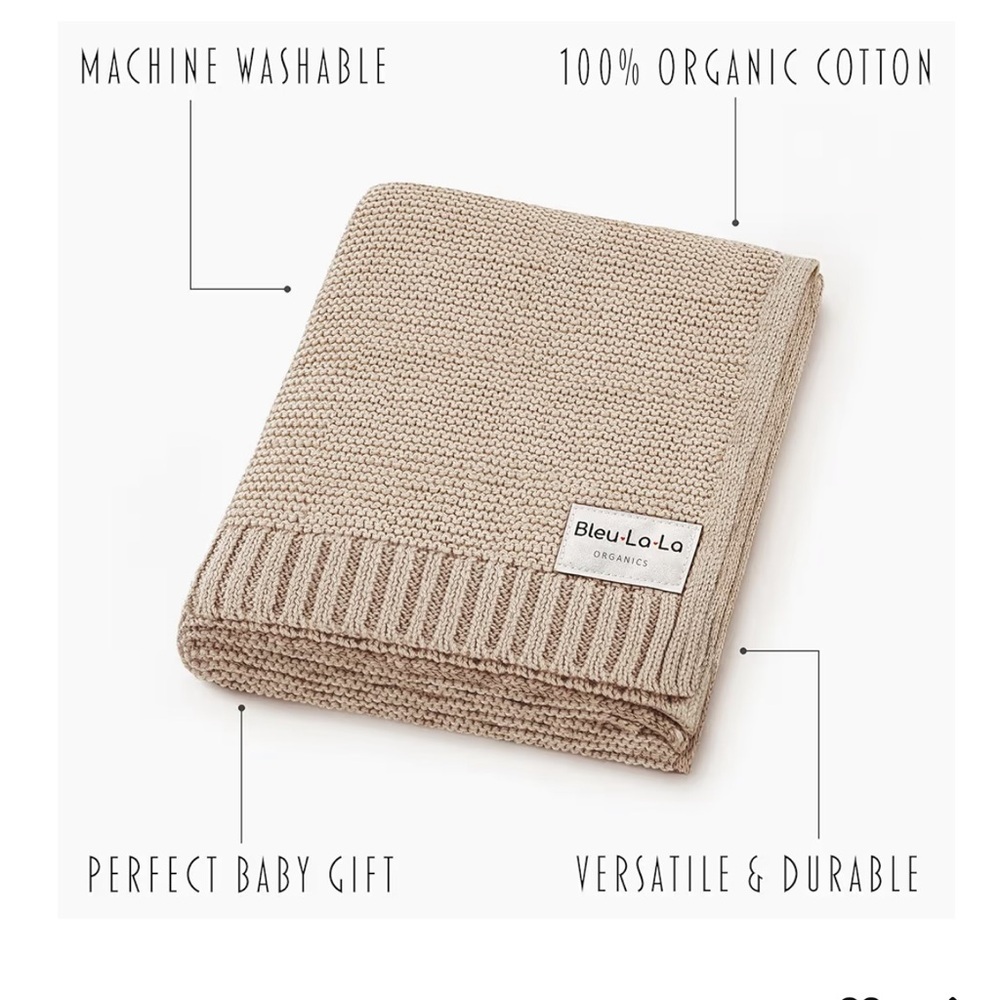 Bleu La La Heritage Knit Luxury Organic Cotton Baby Swaddle Blanket NWT - Picture 2 of 5